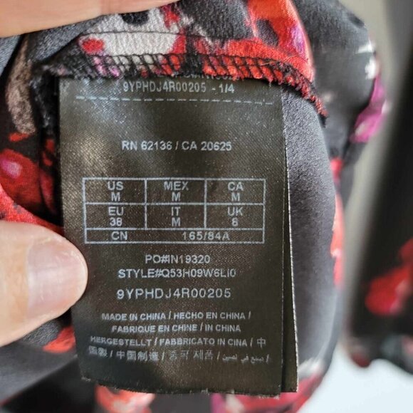 Guess Semi-sheer Black, red and grey floral print blouse. EUC - Picture 8 of 9